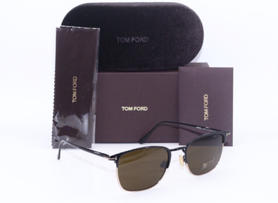 Pre-owned Tom Ford Tf 851 01j Liv Black Silver Authentic Frames Sunglasses 52-20 In Brown