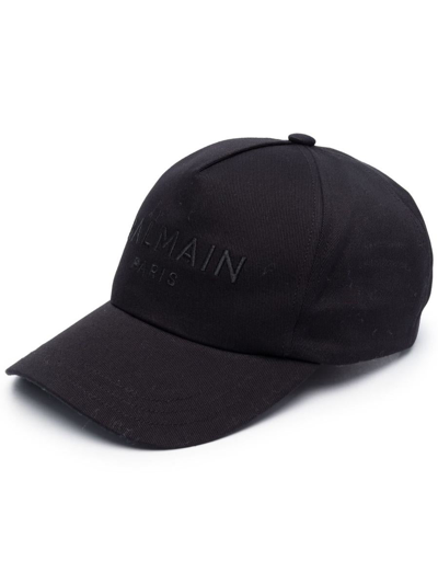 Balmain Baseball Hat With Logo In Black