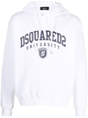 Dsquared2 University Print Drawstring Hoodie In White