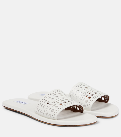 ALAÏA LASER-CUT LEATHER MULES