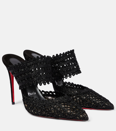 Christian Louboutin Deia Macramé Mules In Black