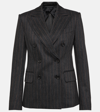 Max Mara Ofride Double-breasted Pinstriped Cotton-blend Twill Blazer In Grey