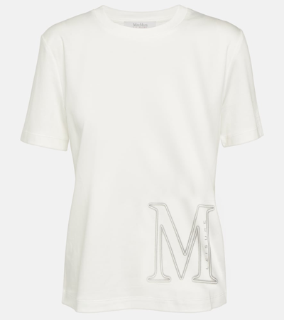 Max Mara Leisure Monviso Cotton-blend T-shirt In Bianco