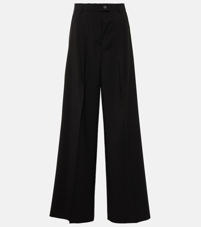 Sportmax Zirlo Cotton-blend Wide-leg Pants In 004black
