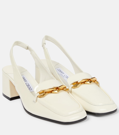 Jimmy Choo Diamond Tilda 45 Patent Leather Slingback Pumps In White