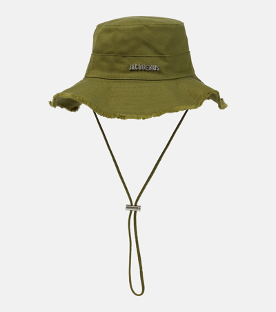 Jacquemus 'le Bob Artichaut' Green Hat With Logo On The Front