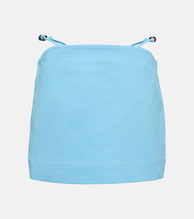 Ganni Embellished Cotton Miniskirt In Blue