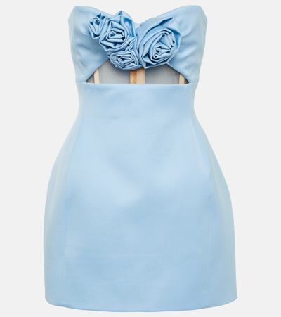 Magda Butrym Appliqué Cutout Wool Minidress In Blue
