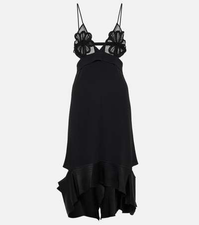 VICTORIA BECKHAM RUFFLE-TRIMMED MIDI DRESS