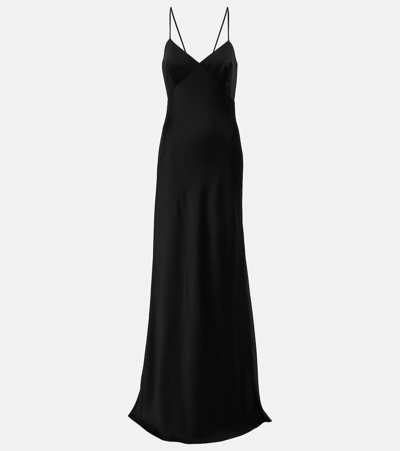 Max Mara Robe Slip Dress En Satin De Soie In Black