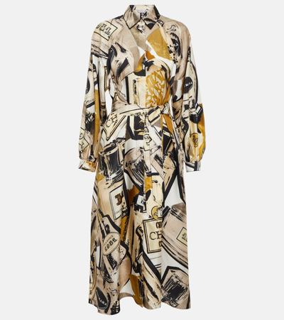 Max Mara Rimmel Printed Silk Shirt Dress In Verde