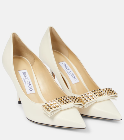 Jimmy Choo Love 85 Embellished Leather Pumps In White