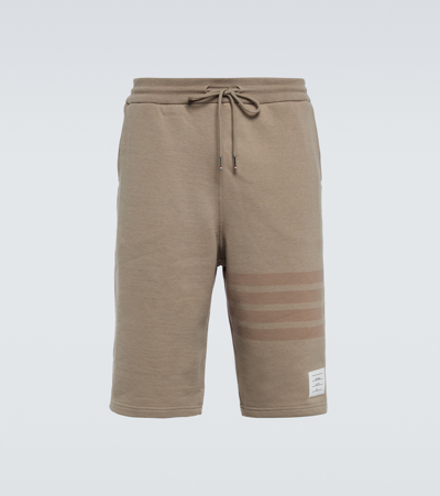 Thom Browne 4-bar Cotton Shorts In Beige