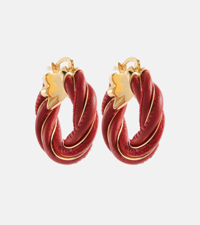 Bottega Veneta Twist 18kt Gold-plated Hoop Earrings In Red