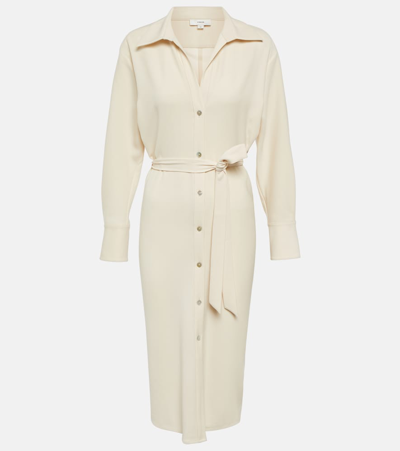 Vince Belted Midi Shirt Dress In White