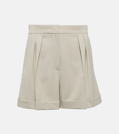 Max Mara Bormida Wool Gabardine Shorts In Beige