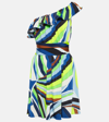 Pucci One-shoulder Ruffled Printed Stretch-jersey Mini Dress In Multicoloured