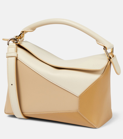 Loewe Puzzle Small Leather Shoulder Bag In Beige