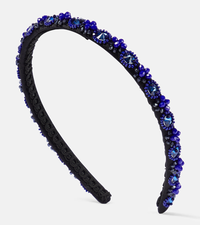 Erdem Embellished Silk Headband In Black