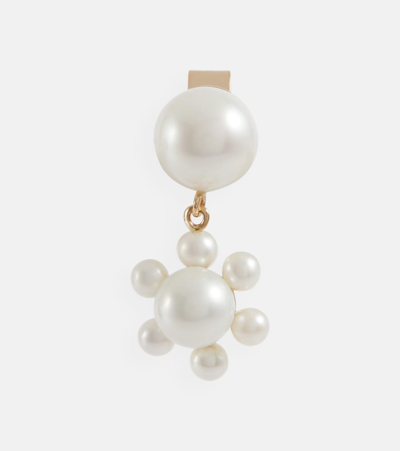 Sophie Bille Brahe Petite Deux Jeanne 14kt Gold And Pearls Single Earring In White