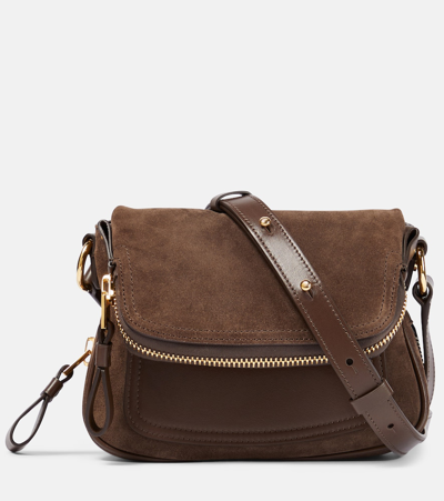 Tom Ford Jennifer Small Suede Shoulder Bag In Brown