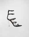 Versace Pinpoint Heels In Black Palladium