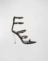 Versace Pin-points Sandals In Black Palladium