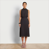 Sam Edelman Smocked Pleat Sleeveless Midi Dress In Black