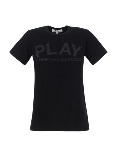 Comme Des Garçons Play Tonal Logo Print T-shirt In Black
