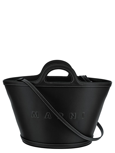 Marni Large Tropicalia Tote Bag In Black