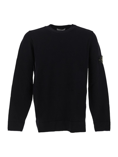 Stone Island Ribbed Wool Sweater In Black