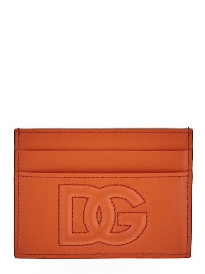 Dolce & Gabbana Dg Logo Card Holder In Orange