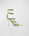 Versace Pin-point Leather Multi-strap Stiletto Sandals In Tropical Yellow P