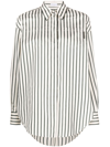 Brunello Cucinelli Monili-bead Striped Blouse In Neutrals