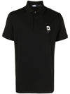 Karl Lagerfeld Ikonik Karl-patch Cotton Polo Shirt In Black