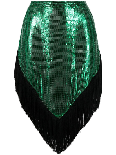 Rabanne Chainmail Fringed Midi Skirt In Green