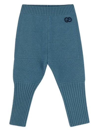 Gucci Kids Logo Detailed High Waist Pants In Blue