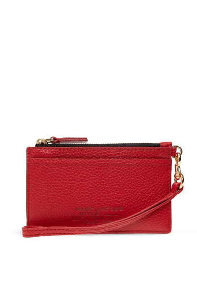 Marc Jacobs Logo Embossed Zipped Wallet In Red