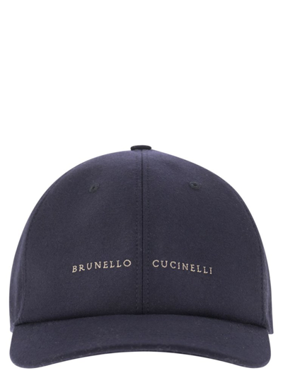 Brunello Cucinelli Logo Embroidered Baseball Cap In Blue