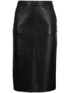P.a.r.o.s.h Leather Midi Skirt In Black