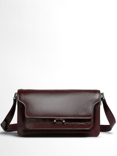 Marni Foldover-top Smooth-leahter Bag In Brown
