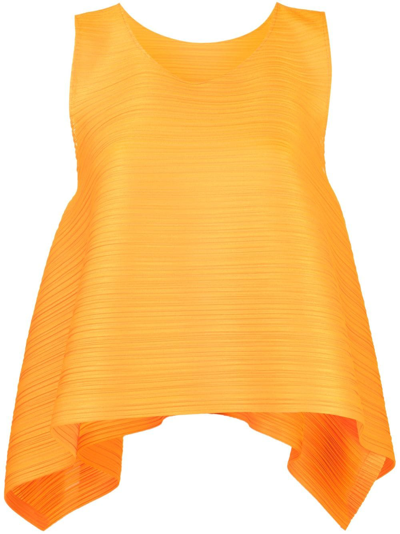 Issey Miyake Orange Monthly Colors May Plissé Top