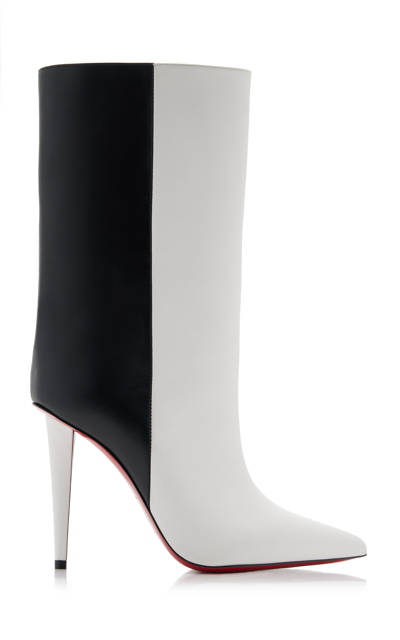 Christian Louboutin Astrilarge Red Sole Two-tone Leather Booties In White