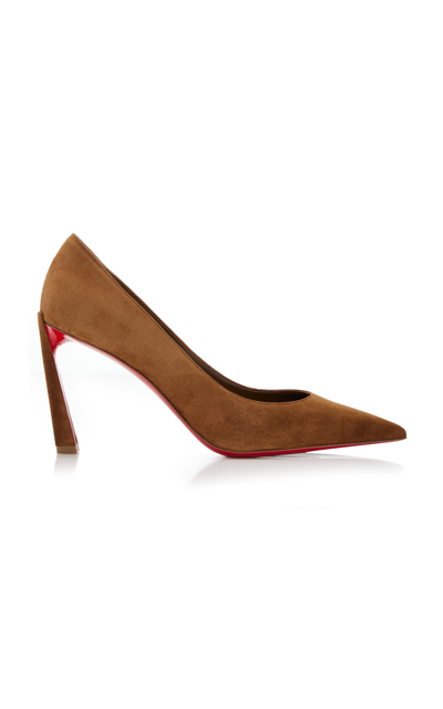 Christian Louboutin Condora Suede Red Sole Pumps In Brown