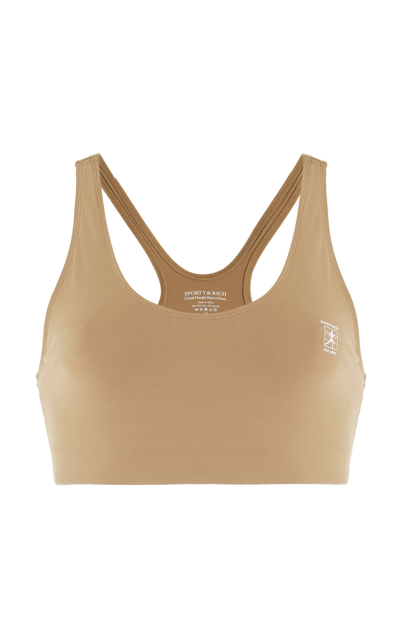 Sporty And Rich Runner Stretch Sports Bra In Brown