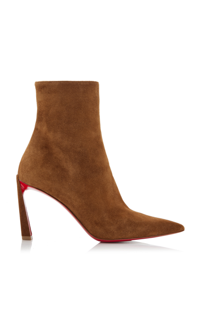Christian Louboutin Condora Suede Stiletto Red Sole Booties In Rhea