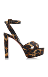 CHRISTIAN LOUBOUTIN SUPERMARIZA 130MM LEOPARD-PRINT SATIN SANDALS