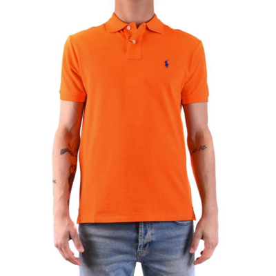 Polo Ralph Lauren Cotton Polo Shirt With Logo In Orange