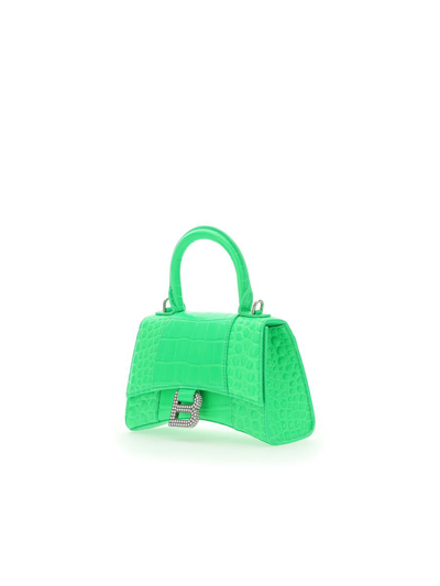 Balenciaga Hourglass Xs Tote Bag In Fluo Green