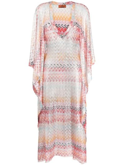 Missoni Zigzag Knitted Beach Dress In Pink